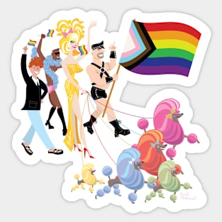 Gay Pride Poodles Sticker